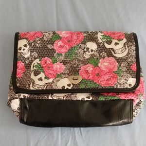 Betsey Johnson Pink Floral Skull Crossbody Bag